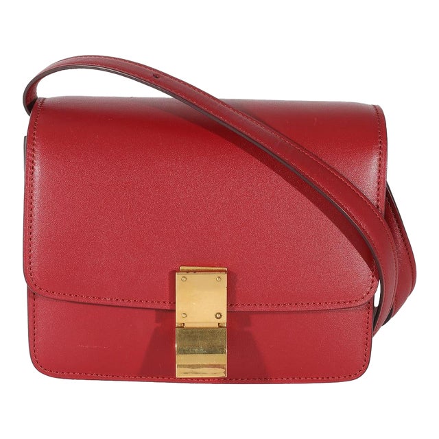 Red Smooth Calfskin Small Classic Box Bag For Sale