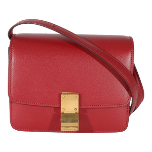 Red Smooth Calfskin Small Classic Box Bag