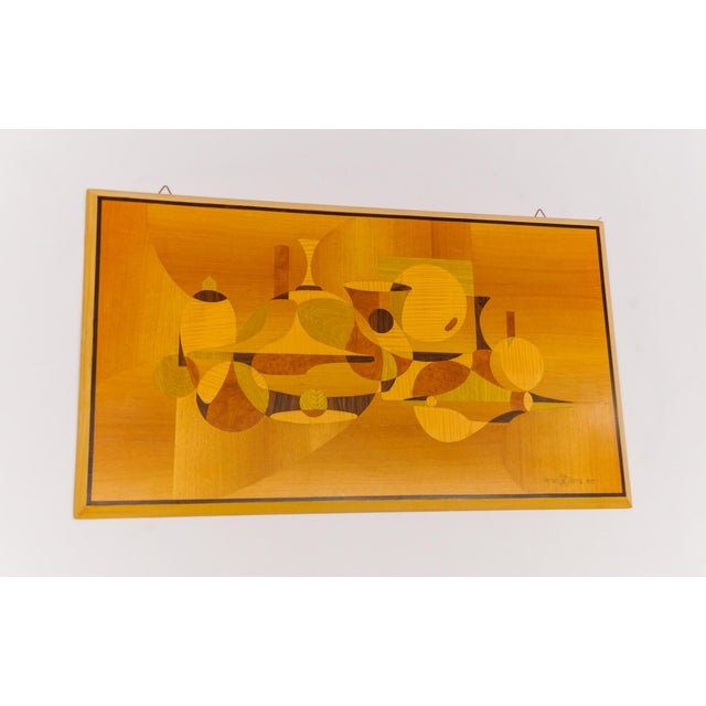 1970s Rene Berg, Wooden Inlays Art, 1975, Beech, Teak and Wood For Sale - Image 5 of 7