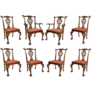 Set of Eight Waring and Gillow George III Style Mahogany Dining Chairs