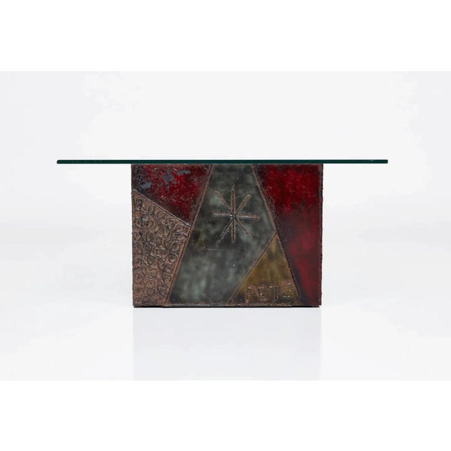 Brutalist Paul Evans Patchwork Steel Coffee Table for Directional, Signed & Dated 1978 For Sale - Image 3 of 12