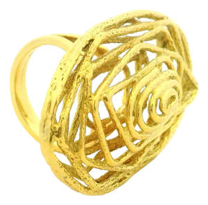 1970s Italian Modernist 18k Gold Openwork Spiral Statement Ring, Size 6