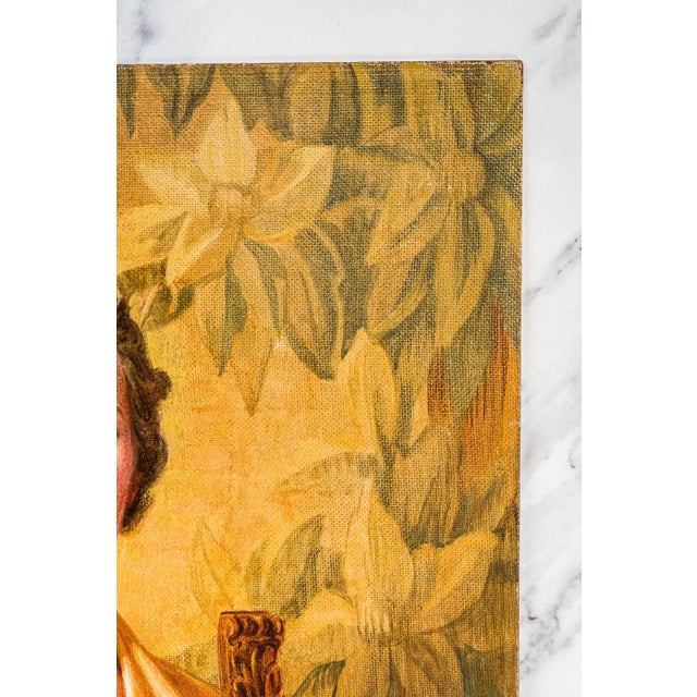 Cream 1940s Elegant Female Woman Portrait Oil Painting Traditional Wall Art Home Decor For Sale - Image 8 of 14