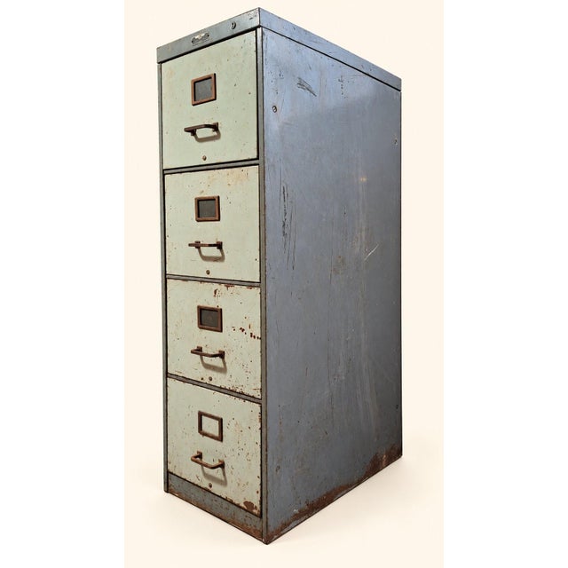 Industrial Metal Filing Cabinet with Drawers by Y.A. Chauvin, Paris, France, 1940s For Sale - Image 11 of 11