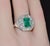 Gia Certified 3.98ct Natural Zambian Emerald & Diamond Tiered Halo Milgrain 18k White Gold Ring, Size 6.5 For Sale - Image 9 of 16