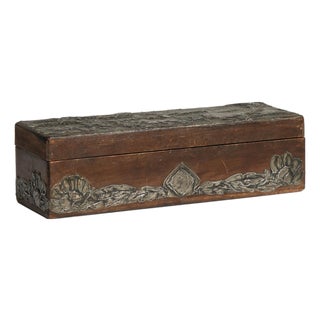 1900 - 1909 France Arts & Crafts Forest Green Pewter Box For Sale
