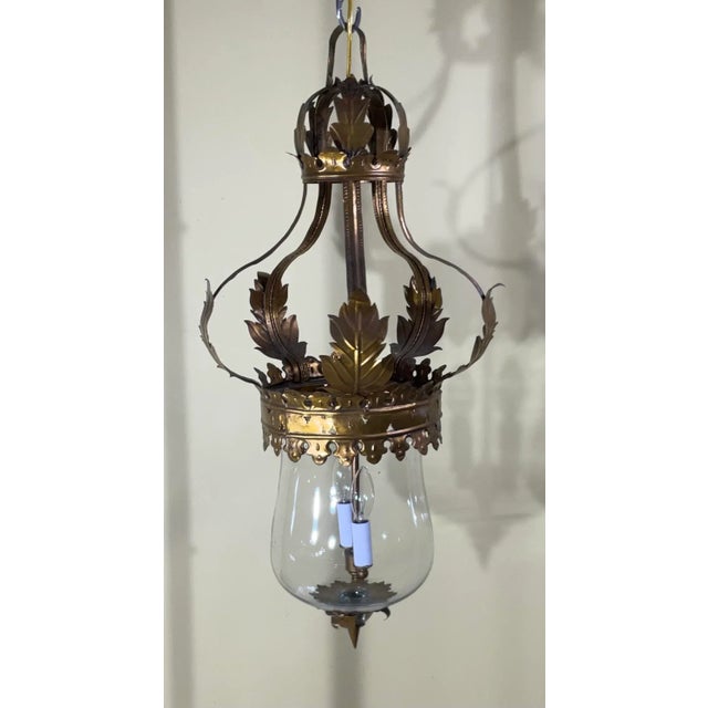 Neoclassical Style Gilt-Metal and Glass Hall Lanterns/ Pendent For Sale - Image 10 of 12