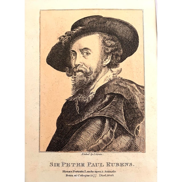 Baroque Antique Etching Portrait Ruben’s C. 1750 For Sale - Image 3 of 6