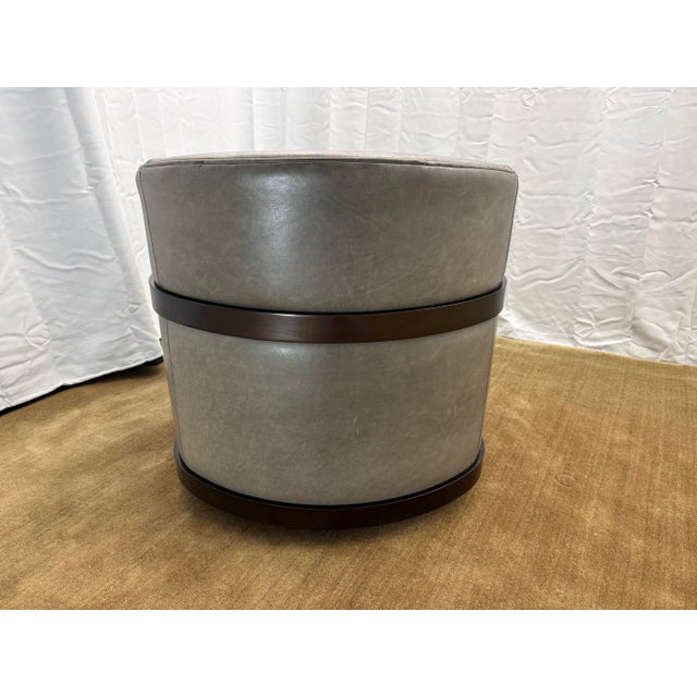Rh Reginald Leather Swivel Chair Berkshire Leather in Pewter | Bronze For Sale In Columbus - Image 6 of 18