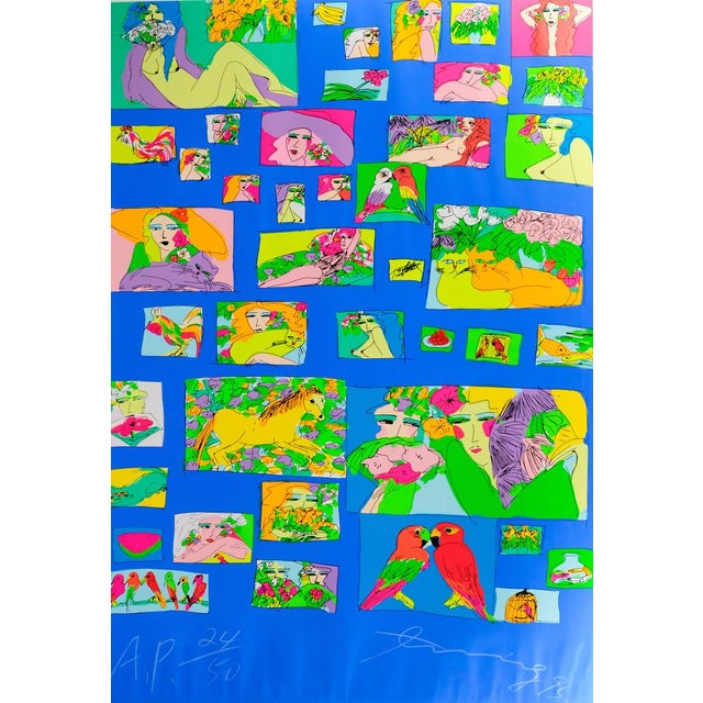 Walasse TING (1929-2010) Things I Like (Blue) Original color silkscreen print Signed in pencil Artist's Proof (AP) edition...