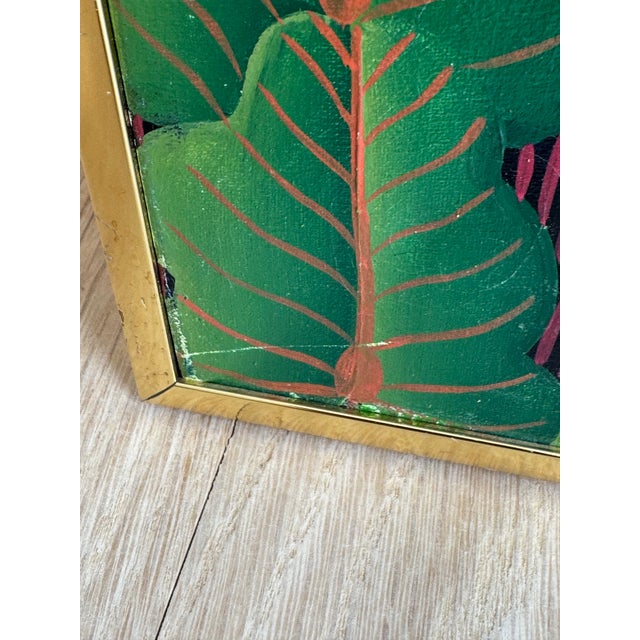 Signed 1986 Henri Filsaimond Haitian Jungle Painting – Lion, Zebra & Giraffe Naïve Folk Art, Framed For Sale In Chicago - Image 6 of 7