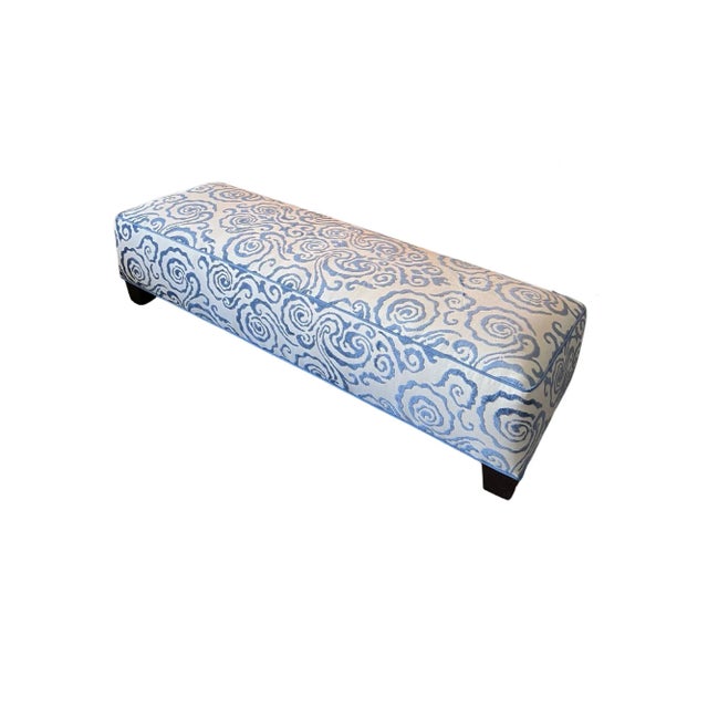 This custom Designer Ottoman crafted with Scalamandre's lush, two-toned velvet with its large-scale curling motifs of...