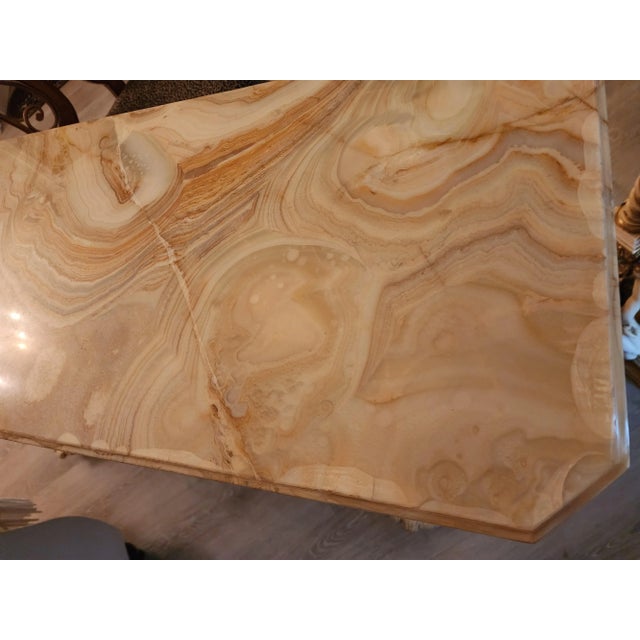 Beige 1960s Vintage Italian Grandeur Baroque Cherub Onyx Top Console With Matching Mirror For Sale - Image 8 of 12