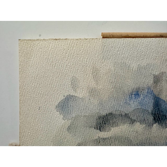 Henry Emil Salloch Original Watercolor on Paper Panoramic Valley Landscape, 1972. For Sale - Image 4 of 8
