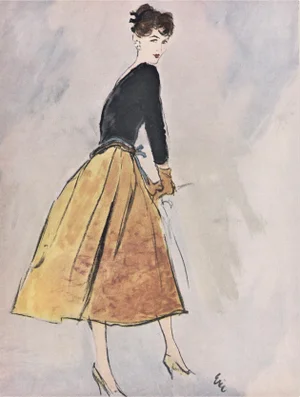 Matted Mid-Century Haute Couture Fashion Print by Eric
