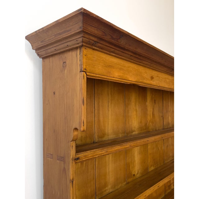 Wood Antique Victorian Pine Hutch With Brass Knobs | Kitchen Dresser For Sale - Image 7 of 8