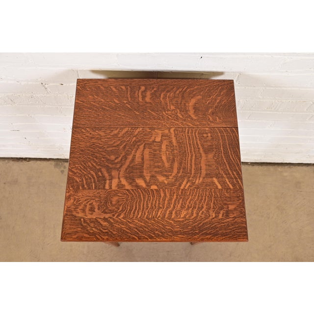 Limbert Style Antique Mission Oak Arts & Crafts Nightstand or Occasional Side Table, Circa 1900 For Sale - Image 9 of 11