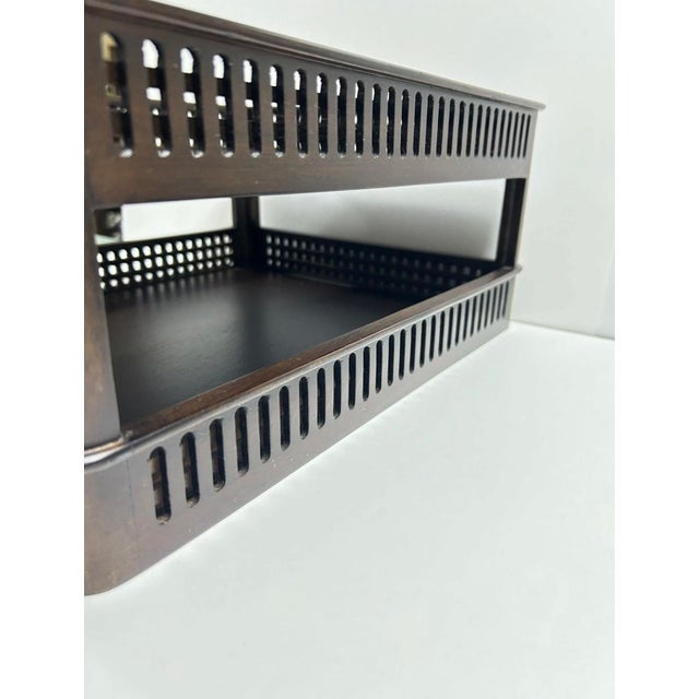 Vintage Selamat Designs Mahogany Letter Tray – Two Tier Lattice Desk Organizer For Sale In Louisville - Image 6 of 8