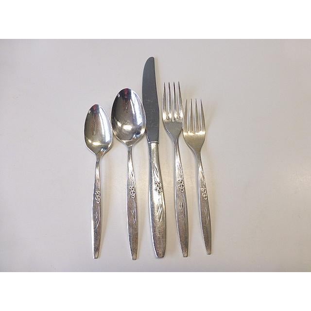 48 Piece Oneida Community Enchantment Gentle Rose Silverplate Flatware Set 1960, Mid Century Modern, Vintage No monogram...