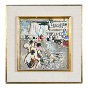 Mid 20th Century Alexandre Sacha Garbell (French, 1903-1970) Falaise Et Voiture D'Enfant, Oil Laid on Panel