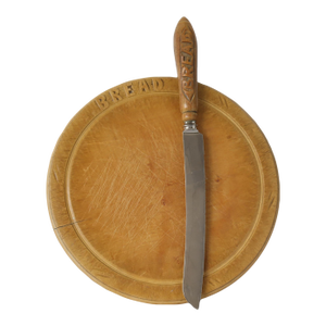 Antique English Bread Board & Knife Set