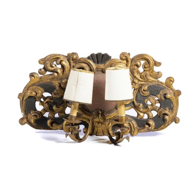 Baroque Portuguese 2-Light Sconces, 18th Century, Set of 2 For Sale - Image 3 of 6