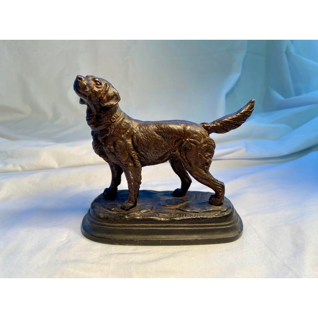 Metal Vintage, French, Bronze Dog, Signed For Sale - Image 7 of 8