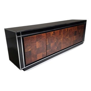 Sideboard in Burl Walnut and Black Lacquer by Mario Sabot, Italy, 1970s For Sale