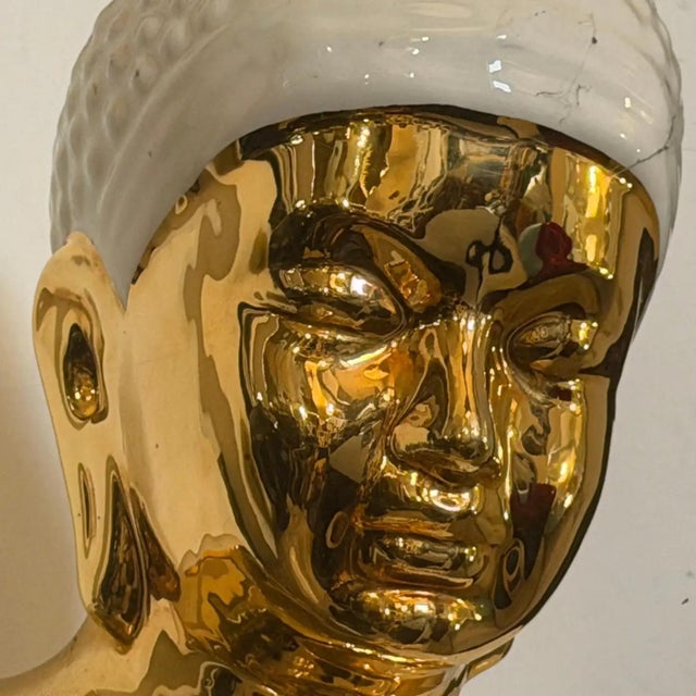 1980s 1980s Modernist White and Gold Porcelain Buddha Statue by Tommaso Barbi For Sale - Image 5 of 13