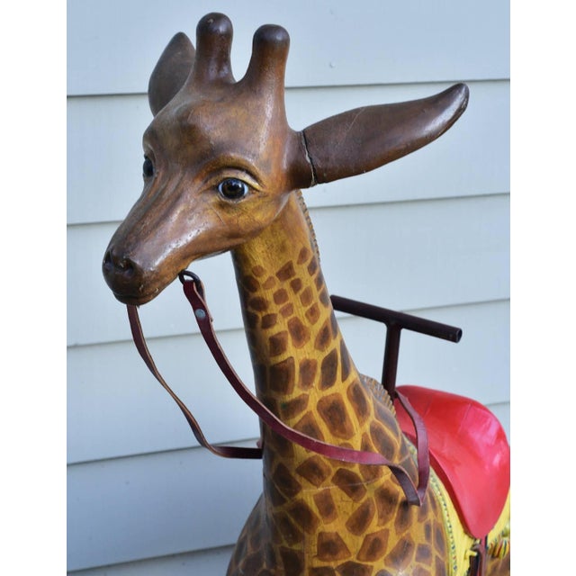 Rare French Diminutive Carved Carousel Giraffe, Circa 1930 For Sale - Image 4 of 11