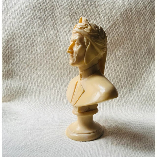 1950s Italian Dante Alighieri Bust Almond Alabaster Sculpture For Sale - Image 10 of 18