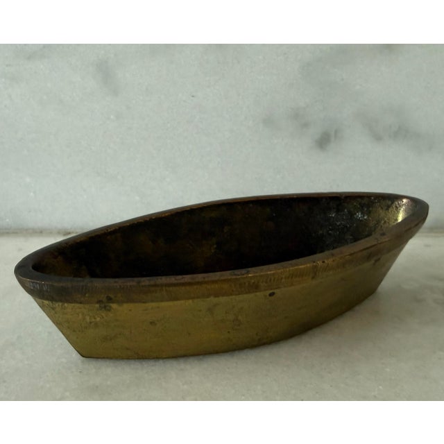 Mid-Century Modern Vintage Brass Boat Ashtray or Catchall in the Style of Carl Aubock For Sale - Image 3 of 8