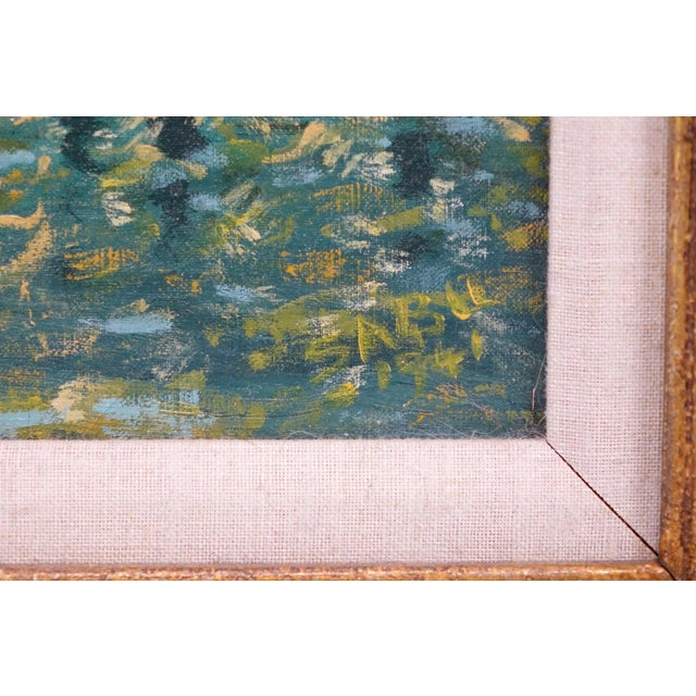 Mid 20th Century Woman at the Water Original Oil on Canvas Signed For Sale - Image 4 of 6