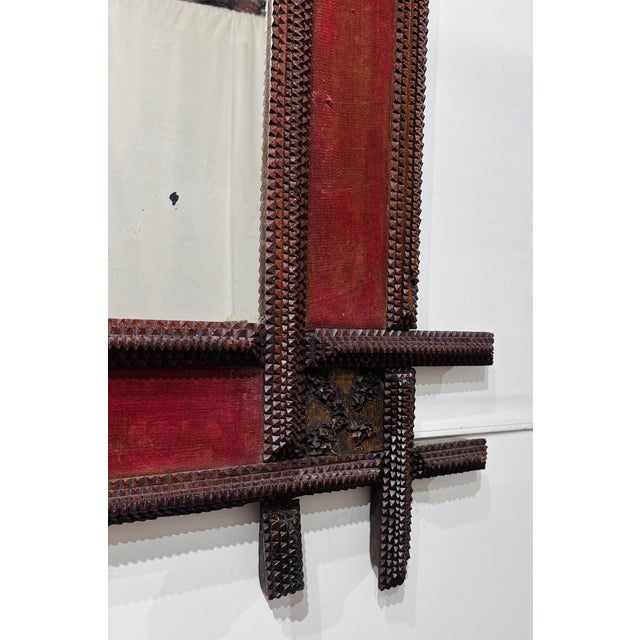 Folk Art Antique Folk / Tramp Art Mirror C Late 1800s For Sale - Image 3 of 9