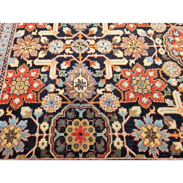 Vintage Persian Tabriz Afshan Rug, Hand-Knotted Wool, Allover Geometric Caucasian Kuba Pattern, Navy & Red, 5x9 For Sale - Image 17 of 18