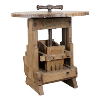 Early 20th Century Wine Tasting Table With Wine Press Base For Sale