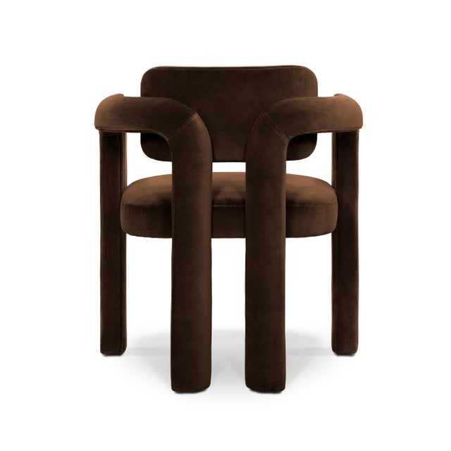 Double Arch Dining Chairs in Dark Brown Cotton Velvet from Insidherland, Set of 12 For Sale - Image 6 of 14