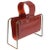 Red 1950s Leather and Bronze Magazine Holder Stand For Sale - Image 8 of 8