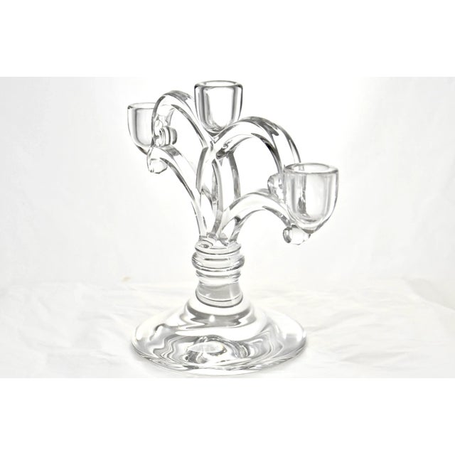 Art Nouveau Glass Three Light Candle Holders - a Pair For Sale - Image 3 of 5