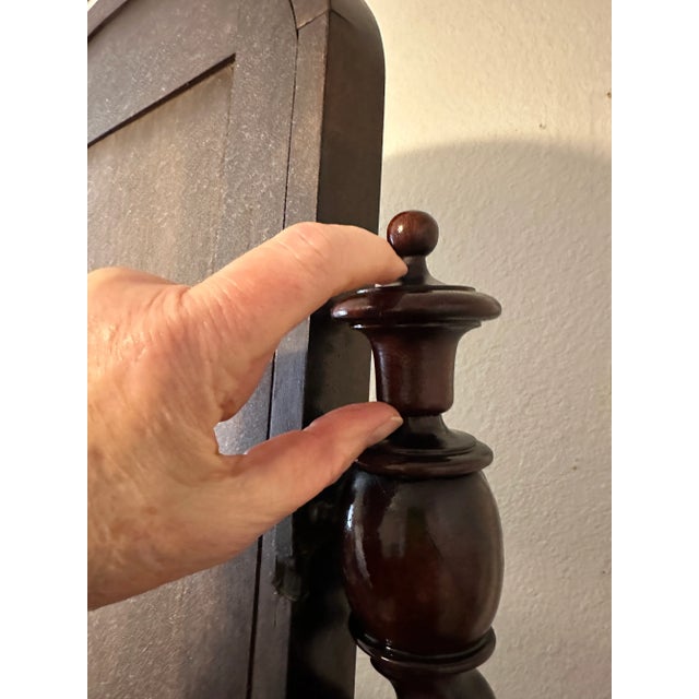 Antique Dresser Mirror Mahogany Flame Bun Feet For Sale - Image 9 of 12