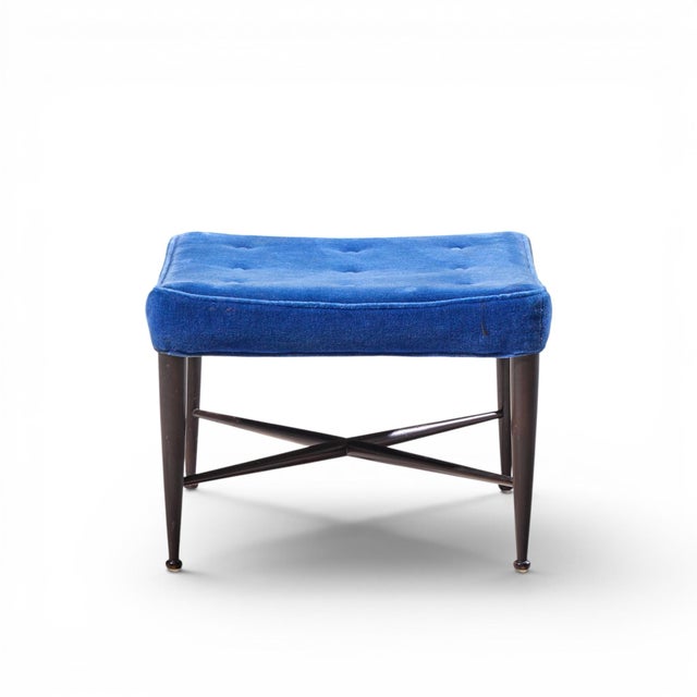 Wood Edward Wormley for Dunbar Model 5002 Mid Century Thebes Mahogany Stools - Pair For Sale - Image 7 of 10