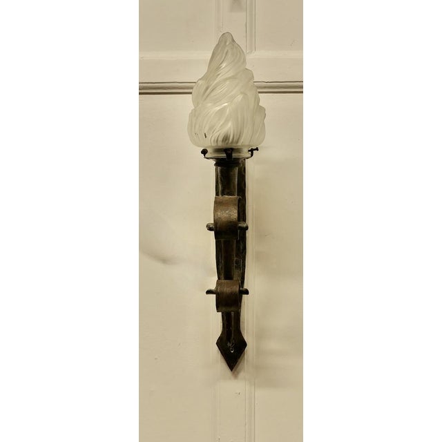 A very handsome Large Heavy French wall light, the light is set at a slight incline and would enhance the entrance of any...