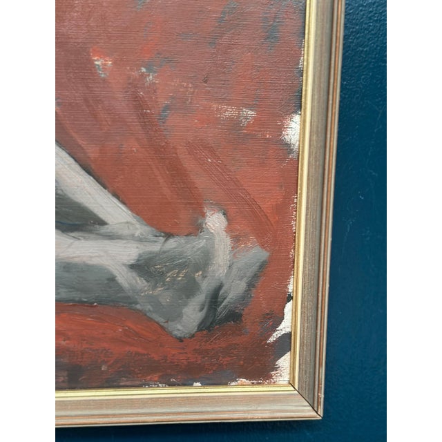 Mid-Century Modern Vilhelm Blomquist, Reclining Lady on Red Couch, 1960s, Oil on Panel, Framed For Sale - Image 3 of 18