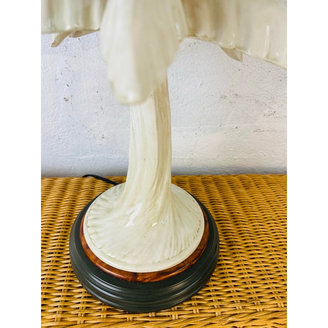 1960s Vintage Ceramic Palm Tree Lamp With Shade For Sale - Image 5 of 10
