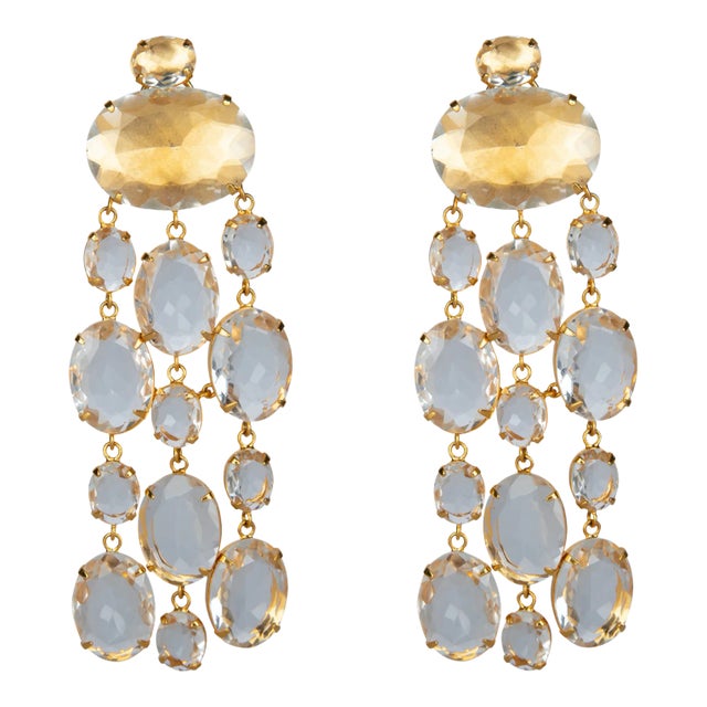 Marysol Statement Earrings in Clear Quartz, a pair For Sale