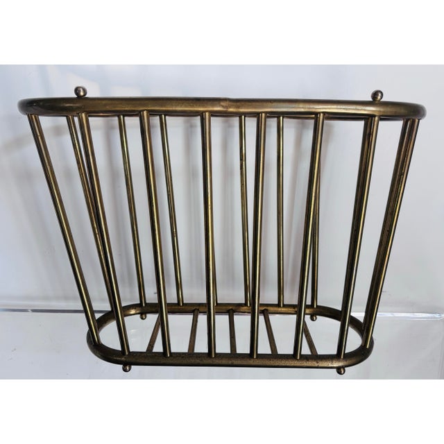 1970s Vintage Hollywood Regency Brass Italian Footed Magazine-Book Rack For Sale - Image 4 of 4