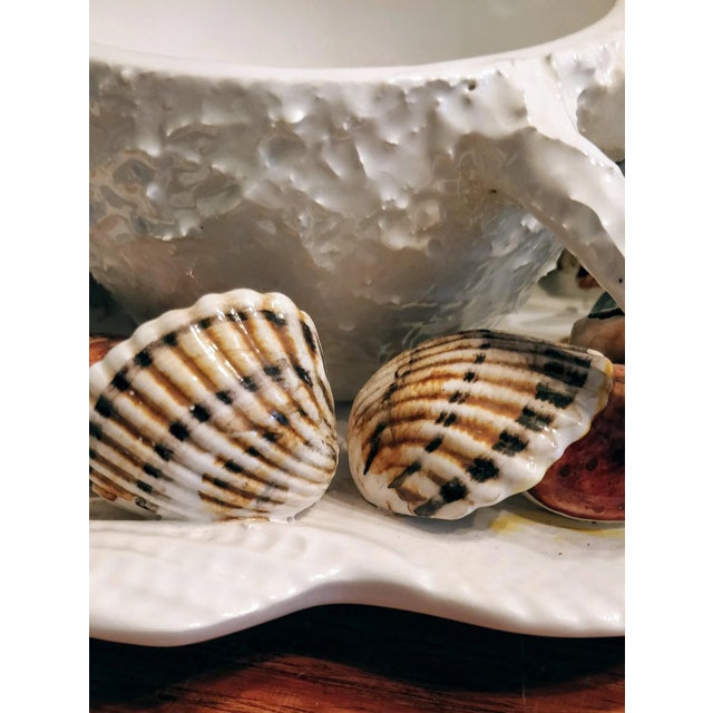 Trompe l'Oeil Italian White Majolica Crab Covered Dish Seashells For Sale - Image 10 of 13