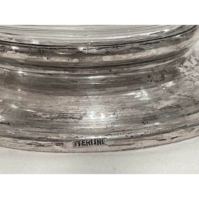 Metal Vintage Sterling Silver and Glass Divided Serving Bowl For Sale - Image 7 of 8