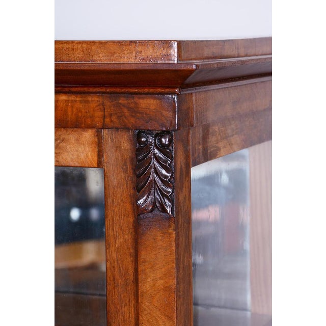 Czech Biedermeier Display Cabinet in Walnut and Spruce, 1830s For Sale - Image 4 of 18