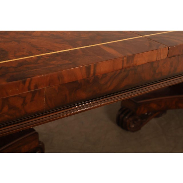 Custom Regency Style Burl Walnut Double Pedestal 12' Dining Table For Sale - Image 13 of 18